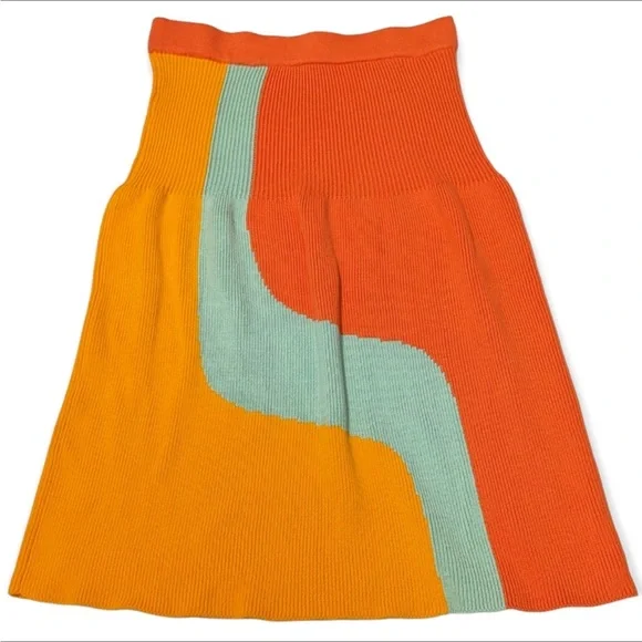 Anthro Margo Baridon Colorblocked Knit Midi Skirt - Picture 7 of 12